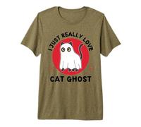 Kawaii Cat Ghost J'aime Vraiment Mignon Cat Ghost Lover T-Shirt Haut de Gamme