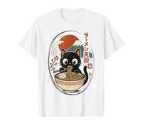 Kawaii Cat Ramen Anime Japonais Mount Fuji Noodle T-Shirt