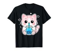 Kawaii Chat Boba Boba Japonais Mignon Anime Drôle Chat T-Shirt