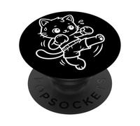 Kawaii Chat Kickboxing Taekwondo Sanda PopSockets PopGrip Adhésif