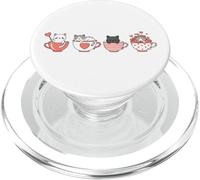 Kawaii Chat Mignon Valentine Hearts Tasse à thé Kitty PopSockets PopGrip pour MagSafe