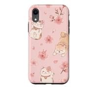 Kawaii Chat Sakura Fleurs de Cerisier Mignon Chaton Pastel Coque pour iPhone XR