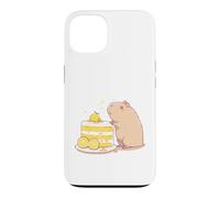 Kawaii Chibi Capybara avec Une Tranche de gâteau Yuzu Art Mignon Coque pour iPhone 13