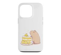 Kawaii Chibi Capybara avec Une Tranche de gâteau Yuzu Art Mignon Coque pour iPhone 13 Pro