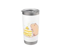 Kawaii Chibi Capybara avec une tranche de gâteau Yuzu Art mignon Gobelet isotherme en acier inoxydable double paroi