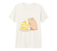 Kawaii Chibi Capybara avec Une Tranche de gâteau Yuzu Art Mignon T-Shirt Haut de Gamme