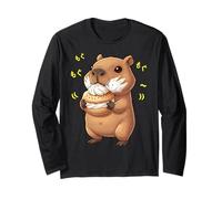 Kawaii Chibi Capybara grignote joyeusement Une marmotte d'eau Amusante Manche Longue