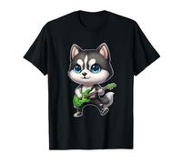 Kawaii Chibi Drôle Chien Husky Sibérien Guitariste Rocker Anime T-Shirt