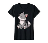 Kawaii Chibi Loup Mignon Hurlant Anime Chiot T-Shirt Graphique avec Valeur