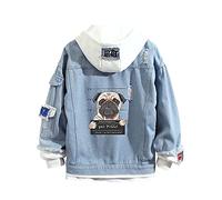 Kawaii Chien Imprimé Veste en Jean Modèle de Chiot Mignon Sweats à Capuche Veste Manteaux pour Ados Adulte
