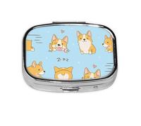 Kawaii Corgi Boîte à pilules à 2 compartiments Motif chien mignon