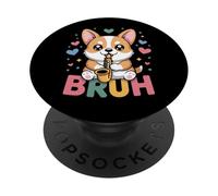 Kawaii Corgi Saxophone Bruh Mignon Drôle Chien Musique Meme PopSockets PopGrip Adhésif
