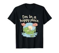 Kawaii Cottagecore Frog I'm in a Hoppy Place Design T-Shirt