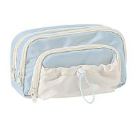 Kawaii crayon crayon, crayon esthétique 8.27x5.12x3.94 Pouche de crayon de grande capacité tout simplement style kawaii crayon crayon bleu pochette de crayon à fermeture éclair à fermeture éclair pou