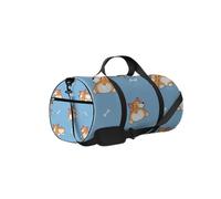 Kawaii Cute Cartoon Animal Corgi Dog Butt Sac de sport fourre-tout étanche Gym avec bandoulière fermeture éclair 2 poches latérales pour homme et femme, sac de rangement de voyage, bleu 1, 17,6 x 9 po