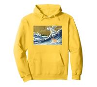 Kawaii Cute Corgi on The Great Wave in Hokusai Style Sweat à Capuche, Unisexe pour Adultes, Citron, S