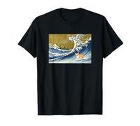 Kawaii Cute Corgi on the Great Wave in Hokusai Style T-Shirt