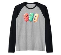 Kawaii Dango Trio Japonais Raviolis de Riz Karaoké Manche Raglan