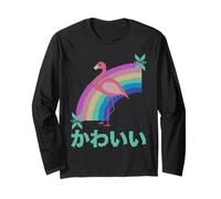 Kawaii de Noël Moche Flamant Rose et Arc-en-Ciel Pastel Manche Longue