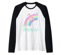 Kawaii de Noël Moche Flamant Rose et Arc-en-Ciel Pastel Manche Raglan