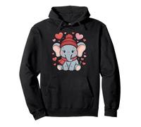 Kawaii Elephant Valentines Day Hearts Écharpe d'hiver Sweat à Capuche