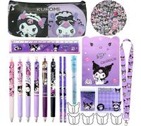 Kawaii Ensemble Cadeau De Fournitures Scolaires, Une Trousse À Crayons, Des Stylos À Bille, Une Règle, Des Notes Adhésives, Dessin Animé Autocollant, Une Gomme, Un Stylo Fluorescent, Des Trombones