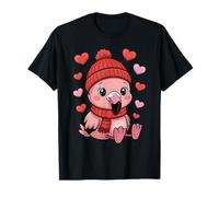 Kawaii Flamingo Valentines Day Hearts Écharpe Bonnet T-Shirt
