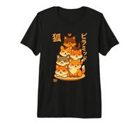 Kawaii Fox Pyramide Anime Lettres Japonaises Mignon T-Shirt Haut de Gamme