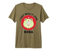 Kawaii Frog Drink Bubble Tea I Just Really Love Boba Lover T-Shirt Haut de Gamme