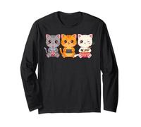 Kawaii Gamer Cat Eating Ramen & Boba Tea Anime Lover Graphic Manche Longue