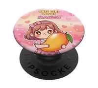 Kawaii Girl Aime la Mangue Rose Pastel Mignon Anime PopSockets PopGrip Adhésif