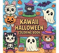 Kawaii Halloween Coloring Book: Adorable Spooky Coloring Pages for Kids, Teens, and Adults | 50 Cute Pumpkins, Ghosts, Witches, Cats, Bats & Candy Designs