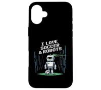 Kawaii I Love Football & Robots Just Boy Who Win Robotics Play Coque pour iPhone 16 Plus