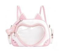Kawaii Ita Sac à dos avec épingle à chat Sac à bandoulière pour Miku Anime Cœur Couche transparente avec insert, rose