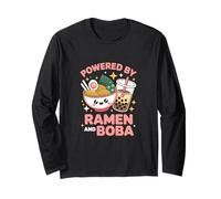 Kawaii Japanese Ramen Noodles & Boba Tea Anime Cute Manga Manche Longue