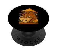 Kawaii Japonais Phoque Mangeant Ramen Nouilles Bol Amant Phoque PopSockets PopGrip Adhésif