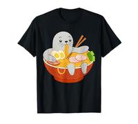 Kawaii Japonais Phoque Mangeant Ramen Nouilles Bol Amant Phoque T-Shirt