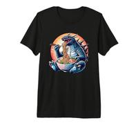 Kawaii Kaiju Mangeant Ramen Japonais Monstre Manga Amour T-Shirt Haut de Gamme