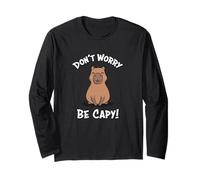 Kawaii Kids Boys Don't Worry Be Capy Meme Lover Capybara Manche Longue