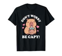 Kawaii Kids Bubble Tea Don't Worry Be Capy Girls Capybara T-Shirt
