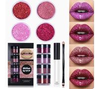 Kawaii Kisses Glitter Lip Kit, Animakeup - Kawaii Kisses, Anna Makeup Kawaii Kisses, 4 Couleurs Glitter Poudre Brillant À Lèvres Rouge À Lèvres À Paillettes Métalliques Durée Imperméable