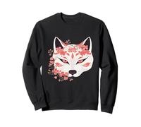 Kawaii Kitsune Masque Renard Anime Japonais Fleur Cerisier Fleur Sweatshirt