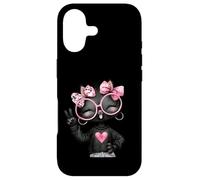 Kawaii Kitten Girl Peace Sign Lunettes Pop Graphic Sharp Rose Coque pour iPhone 17