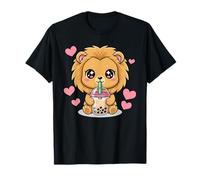 Kawaii Lion Boba Lover Illustration T-Shirt