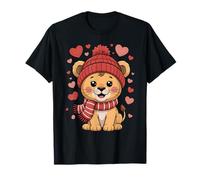 Kawaii Lion Valentines Day Hearts Écharpe Bonnet T-Shirt