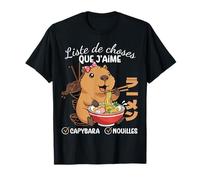 Kawaii Liste des Choses Que J'aime Capybara Et Nouilles T-Shirt