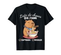 Kawaii Liste des Choses Que J'aime Capybara Et Nouilles T-Shirt