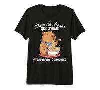 Kawaii Liste des Choses Que J'aime Capybara Et Nouilles T-Shirt Haut de Gamme