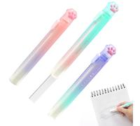 Kawaii - Lot de 3 gommes rétractables - Motif pattes de chat - Dégradé de couleur - Adorables gommes Kawaii - Pour l'école, le bureau et la maison