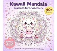 Kawaii Mandala Malbuch für Erwachsene: Süße & einfache Ausmalbilder zur Entspannung - Bold & Easy Designs mit Bonus Seiten